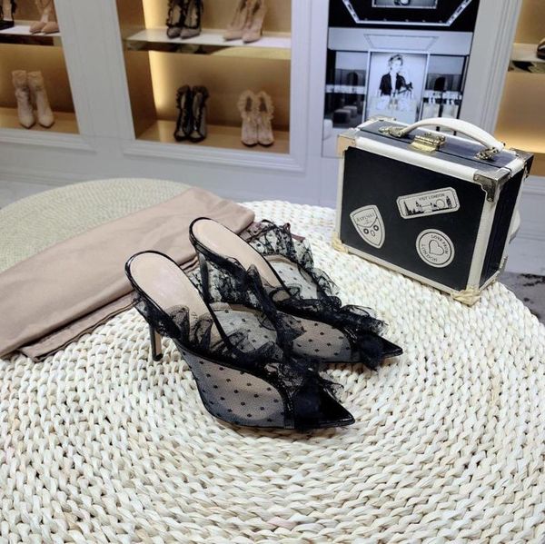 slippers mesh patchwork women high heels genuine leather slides pointed toe shoes woman polka dot designer, Black
slippers mesh patchwork women high heels genuine leather slides pointed toe shoes woman polka dot designer, Black