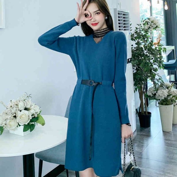 casual dresses winter women knitted sweater with belt lace splicing turtleneck ladies knee-length warm soft knitting es zerq, Black;gray
casual dresses winter women knitted sweater with belt lace splicing turtleneck ladies knee-length warm soft knitting es zerq, Black;gray