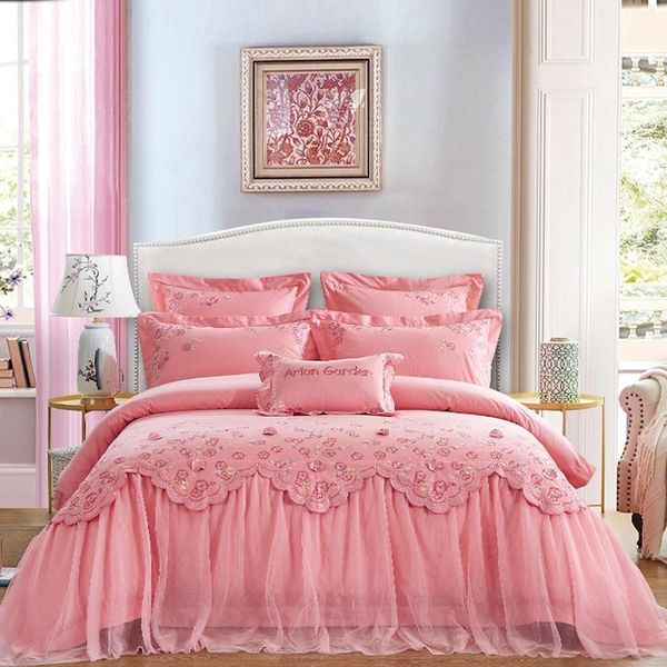 bedding sets romantic red pink wedding duvet cover bed multi layers ruffles lace embroidery soft breathable sheet pillowcases
bedding sets romantic red pink wedding duvet cover bed multi layers ruffles lace embroidery soft breathable sheet pillowcases