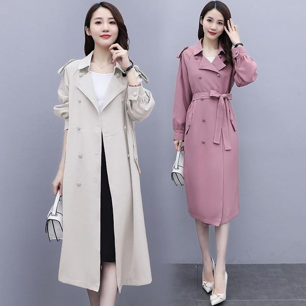 women's trench coats 2021 autumn casual coat double breasted outwear sashes chic cloak female windbreaker, Tan;black 
women's trench coats 2021 autumn casual coat double breasted outwear sashes chic cloak female windbreaker, Tan;black