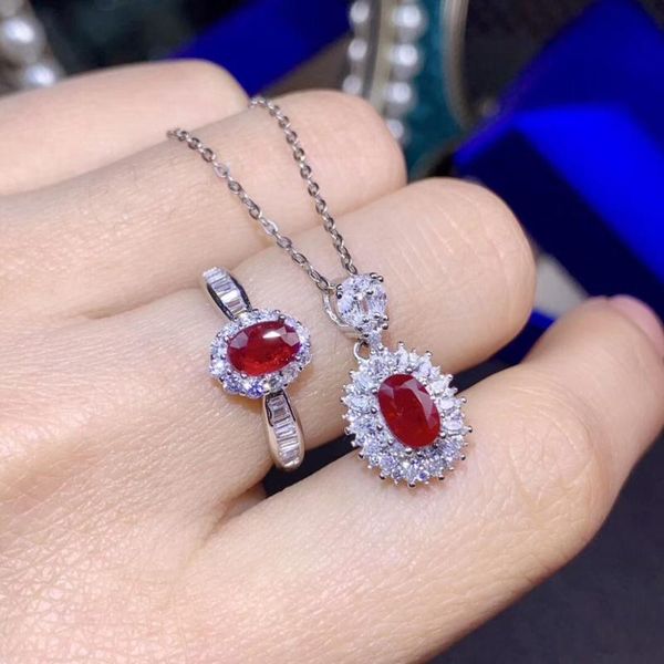 bracelet, earrings & necklace natural red ruby s925 silver ring pendant gemstone jewelry set classic grace round princess women girl wedding, Black
bracelet, earrings & necklace natural red ruby s925 silver ring pendant gemstone jewelry set classic grace round princess women girl wedding, Black