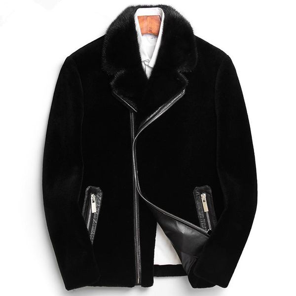 men's leather & faux short real fur coat men clothes man sheep shearing wool coats mink collar overcoat g-52-gy-8708kj1104, Black
men's leather & faux short real fur coat men clothes man sheep shearing wool coats mink collar overcoat g-52-gy-8708kj1104, Black