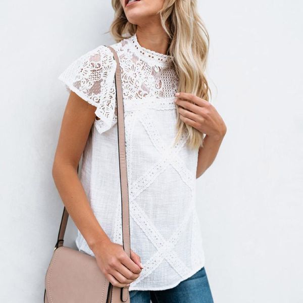 women's blouses & shirts women lace blouse patchwork elegant casual short sleeve shirt ladies o neck slim harajuku and blusas, White
women's blouses & shirts women lace blouse patchwork elegant casual short sleeve shirt ladies o neck slim harajuku and blusas, White