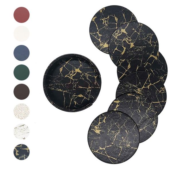 mats & pads 6pcs pu leather marble drink coffee cup mat easy to clean placemats round tea pad table holder
mats & pads 6pcs pu leather marble drink coffee cup mat easy to clean placemats round tea pad table holder