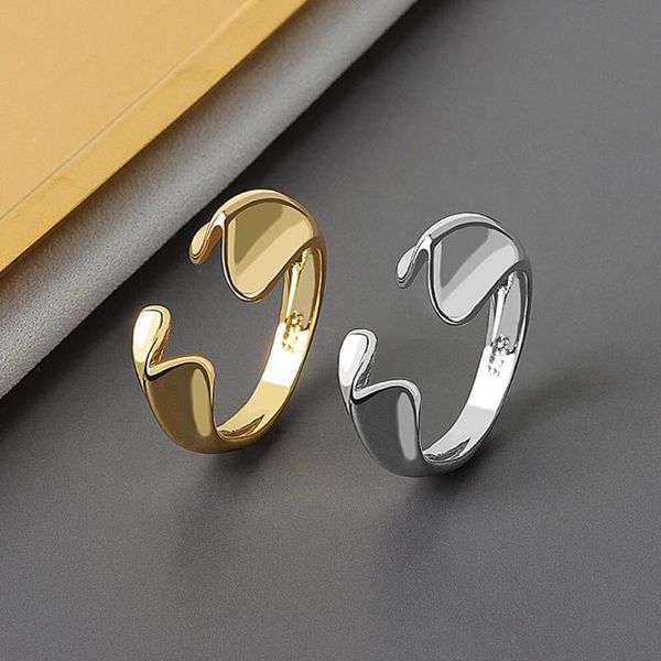 trendy 925 sterling silver rings for women simple distorted artistic sense open ring personality jewelry female gift cluster, Golden;silver
trendy 925 sterling silver rings for women simple distorted artistic sense open ring personality jewelry female gift cluster, Golden;silver