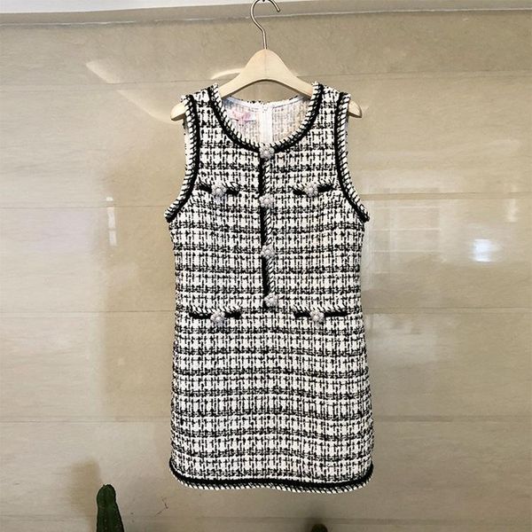 casual dresses tailor shop custom made small fragrant tweed check beaded vest dress, Black;gray
casual dresses tailor shop custom made small fragrant tweed check beaded vest dress, Black;gray