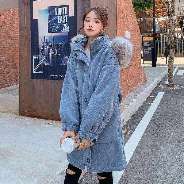 women's down & parkas corduroy long hooded with fur ladies casual sleeve winter jacket wool liner warm coat outwear for female, Black
women's down & parkas corduroy long hooded with fur ladies casual sleeve winter jacket wool liner warm coat outwear for female, Black