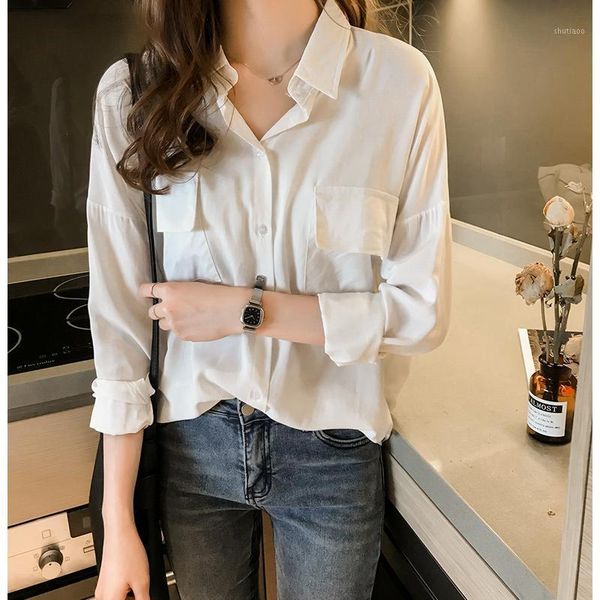 women's blouses & shirts biboyamall autumn women 2021 fashion solid female clothes loose shirt long sleeve blouse simple ol feminine bl, White
women's blouses & shirts biboyamall autumn women 2021 fashion solid female clothes loose shirt long sleeve blouse simple ol feminine bl, White
