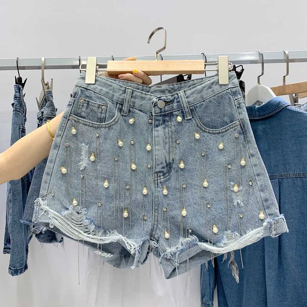 fashion summer women casual tassel beading denim shorts female trousers embroidered flares 210601, White;black
fashion summer women casual tassel beading denim shorts female trousers embroidered flares 210601, White;black