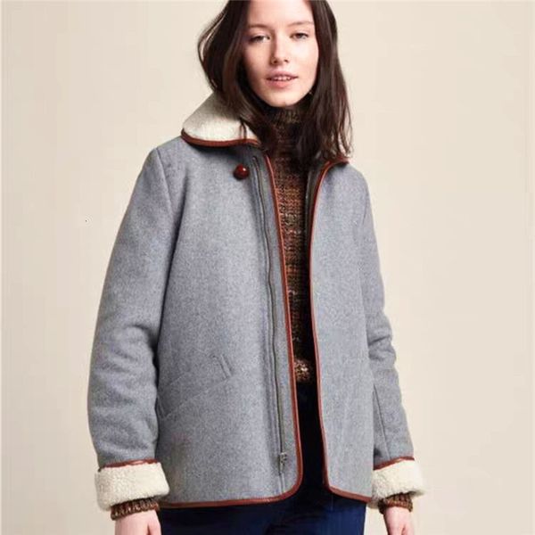 2021 autumn and winter lamb fur lapel long sleeve two colors leather jacket cotton coat i3i3, Black
2021 autumn and winter lamb fur lapel long sleeve two colors leather jacket cotton coat i3i3, Black