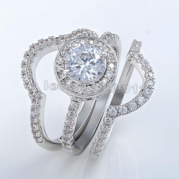 wedding rings size 5-10 women fashion jewelry 10kt white gold filled round cut cz zirconia 3 in 1 pave engagement gift, Slivery;golden
wedding rings size 5-10 women fashion jewelry 10kt white gold filled round cut cz zirconia 3 in 1 pave engagement gift, Slivery;golden