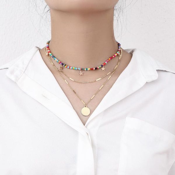 pendant necklaces retro colorful beaded necklace metal stars round chain 2021 multilayer clavicle female boho jewelry, Silver
pendant necklaces retro colorful beaded necklace metal stars round chain 2021 multilayer clavicle female boho jewelry, Silver