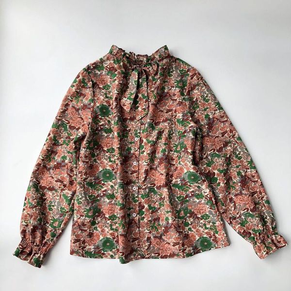women's blouses & shirts back bow vintage floral print blouse women silk cotton casual long sleeve shirt top, White
women's blouses & shirts back bow vintage floral print blouse women silk cotton casual long sleeve shirt top, White