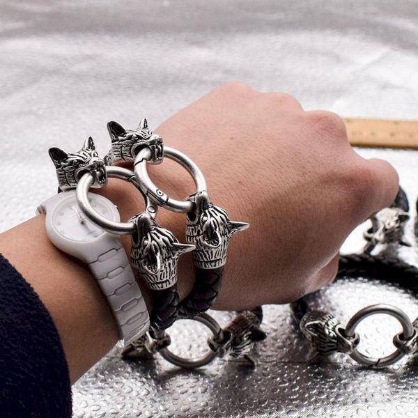 cuff wolf head bracelet fashion pu bangles ringlet hair rope artificial leather weave, White
cuff wolf head bracelet fashion pu bangles ringlet hair rope artificial leather weave, White