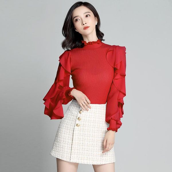 women's sweaters sweater 2021 women red white turtleneck spring autumn ruffled korean clothes pullover zzif0770021 kj5501, White;black
women's sweaters sweater 2021 women red white turtleneck spring autumn ruffled korean clothes pullover zzif0770021 kj5501, White;black