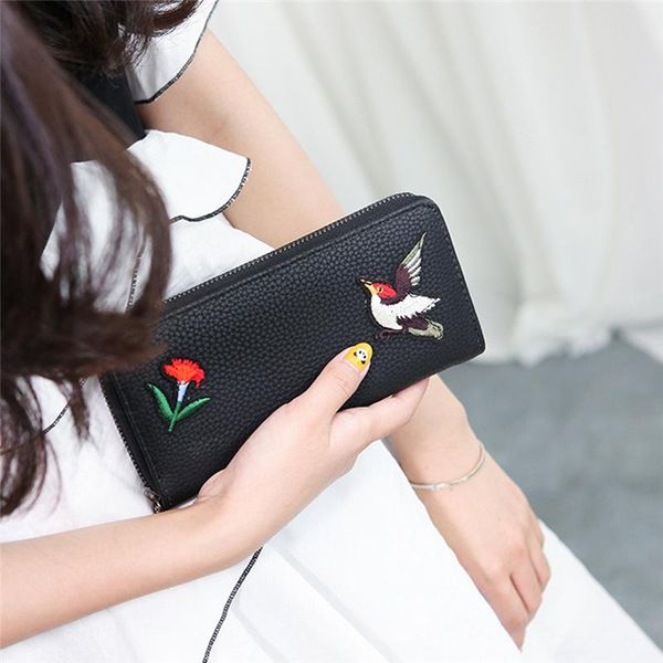wallets women fashion pu leather embroidered purse brand female long zipper coin pocket with card holder for ladies floral, Red;black
wallets women fashion pu leather embroidered purse brand female long zipper coin pocket with card holder for ladies floral, Red;black