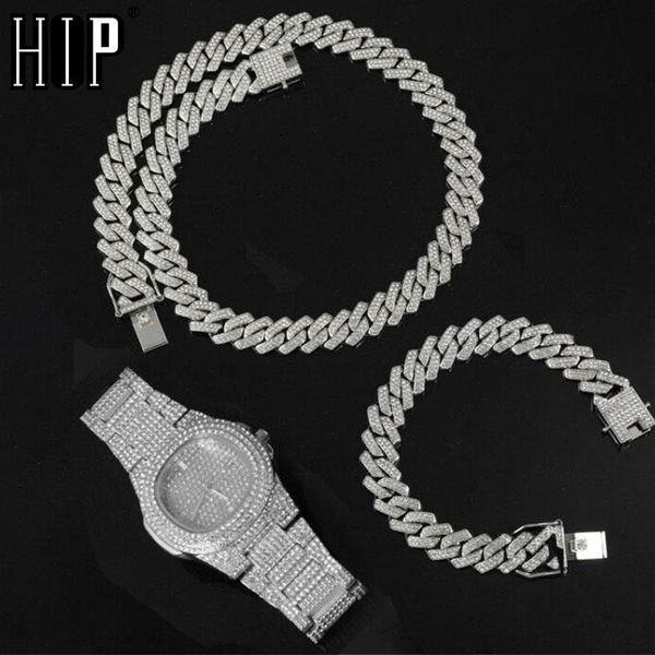 chains hip hop 13.5mm 3pcs kit heavy watch+prong cuban necklace+bracelet bling crystal + iced out rhinestones for men jewelry, Silver
chains hip hop 13.5mm 3pcs kit heavy watch+prong cuban necklace+bracelet bling crystal + iced out rhinestones for men jewelry, Silver