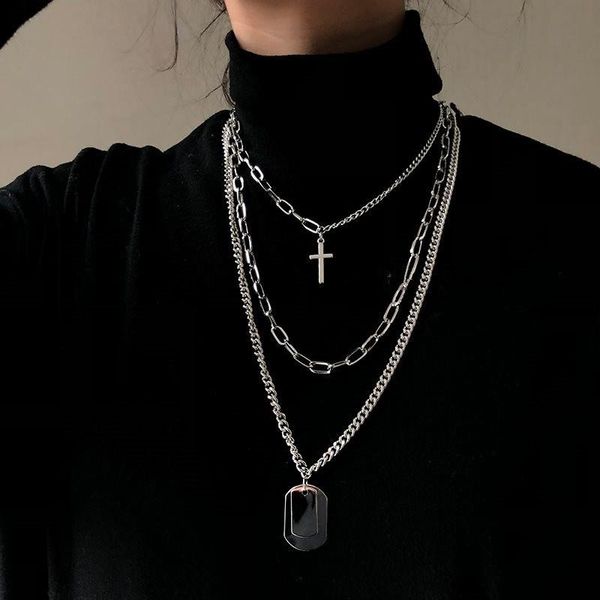 pendant necklaces trendy metal cross women necklace sliver punk multi-layer jewelry personality cool chain gifts, Silver
pendant necklaces trendy metal cross women necklace sliver punk multi-layer jewelry personality cool chain gifts, Silver