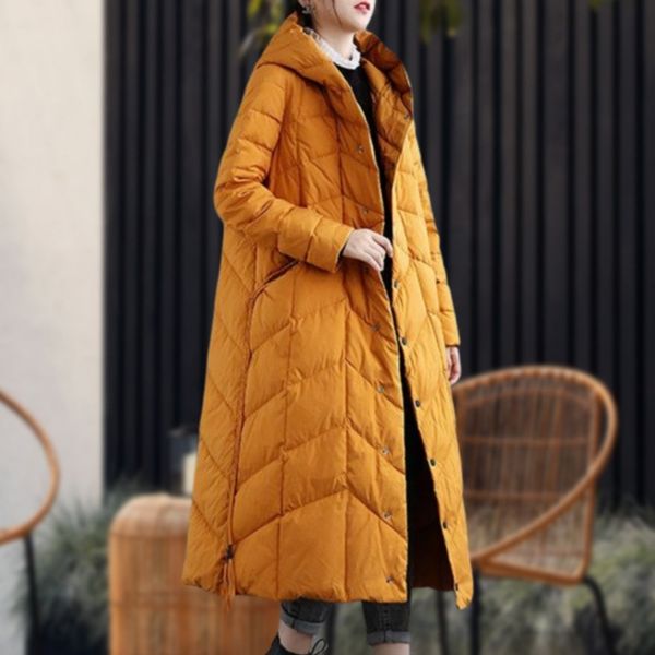 straight winter long knee down jacket women's white duck single breasted simple drawstring thickened, Black
straight winter long knee down jacket women's white duck single breasted simple drawstring thickened, Black