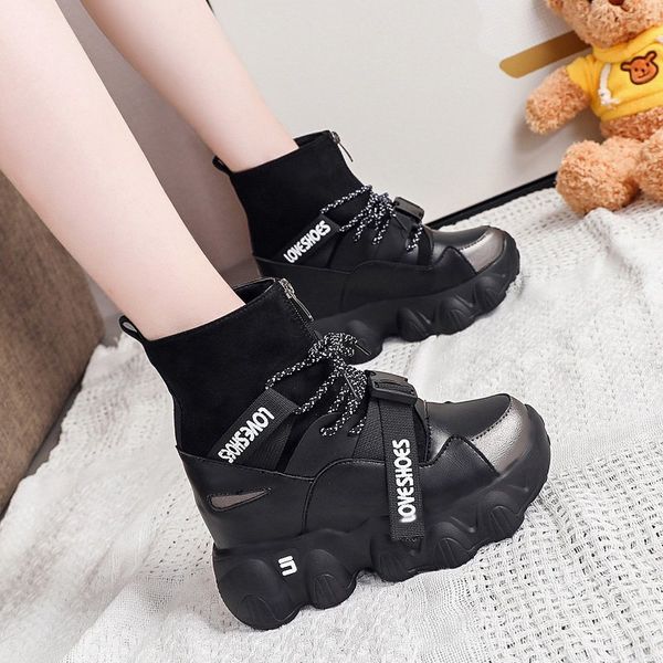 autumn women leather sneakers boots wedges 9cm high heel platform shoes woman classic zipper casual gladiator chunky ankle boots
autumn women leather sneakers boots wedges 9cm high heel platform shoes woman classic zipper casual gladiator chunky ankle boots