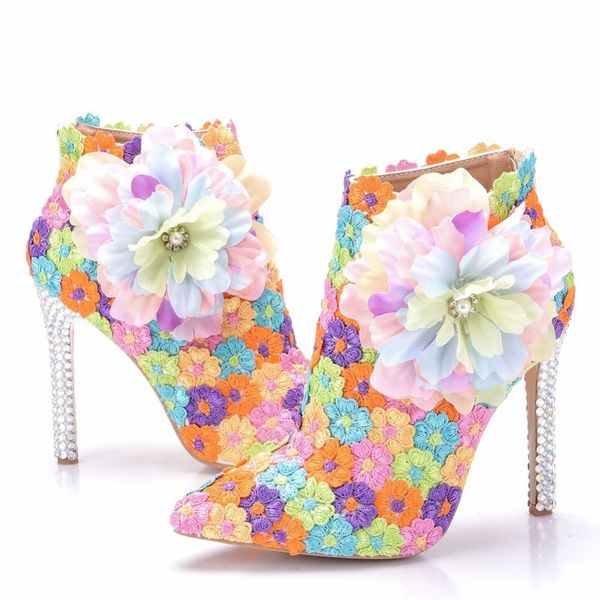 boots autumn multicolour lace wedding shoes women flower thin high-heel ankle pointed toe boots, Black
boots autumn multicolour lace wedding shoes women flower thin high-heel ankle pointed toe boots, Black