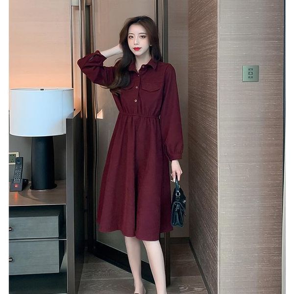 casual dresses women large size corduroy dress streetwear french style solid romantic vintage autumn midi long shirt, Black;gray
casual dresses women large size corduroy dress streetwear french style solid romantic vintage autumn midi long shirt, Black;gray