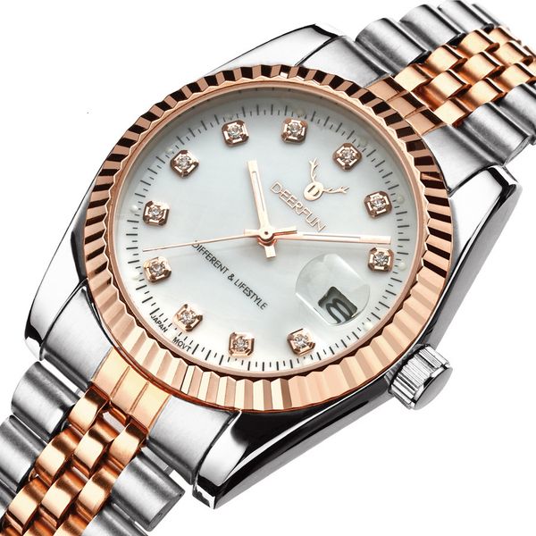deerfun men's and women's watch stainless steel automatic date quartz non mechanical classic watch, Slivery;brown
deerfun men's and women's watch stainless steel automatic date quartz non mechanical classic watch, Slivery;brown
