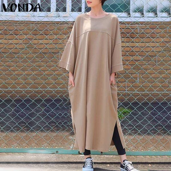 casual dresses women dress loose solid color long sleeve 2021 vonda crew neck side split holiday vestido plus size robe femme, Black;gray
casual dresses women dress loose solid color long sleeve 2021 vonda crew neck side split holiday vestido plus size robe femme, Black;gray