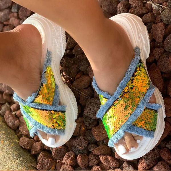 women's casual wear sandals 2021 summer flat bottom slope heel anti slip cross fashion sequin denim 5ke112, Black
women's casual wear sandals 2021 summer flat bottom slope heel anti slip cross fashion sequin denim 5ke112, Black