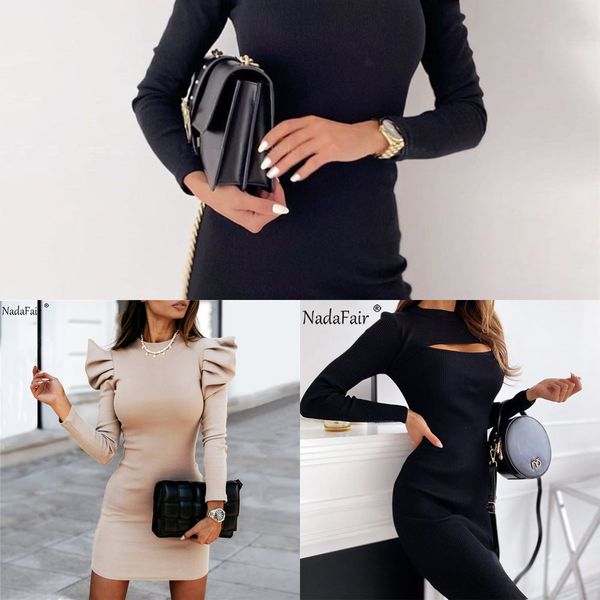 nadafair puff sleeve party dress women winter long sleeve o neck mini rib knitted slim wrap bodycon women dress 2021 x0521, Black;gray
nadafair puff sleeve party dress women winter long sleeve o neck mini rib knitted slim wrap bodycon women dress 2021 x0521, Black;gray
