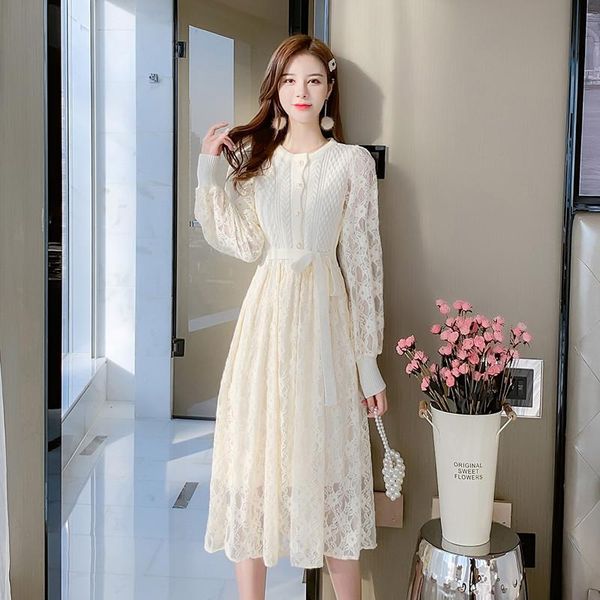 casual dresses coigarsam women dress autumn 2021 cute knitting full sleeve patchwork solid lace o-neck high waist belt meters apricot, Black;gray
casual dresses coigarsam women dress autumn 2021 cute knitting full sleeve patchwork solid lace o-neck high waist belt meters apricot, Black;gray