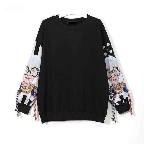 fashion hoodies bla long sleeve pasted fabric printing tassel trend pullover women's sweater, Black
fashion hoodies bla long sleeve pasted fabric printing tassel trend pullover women's sweater, Black