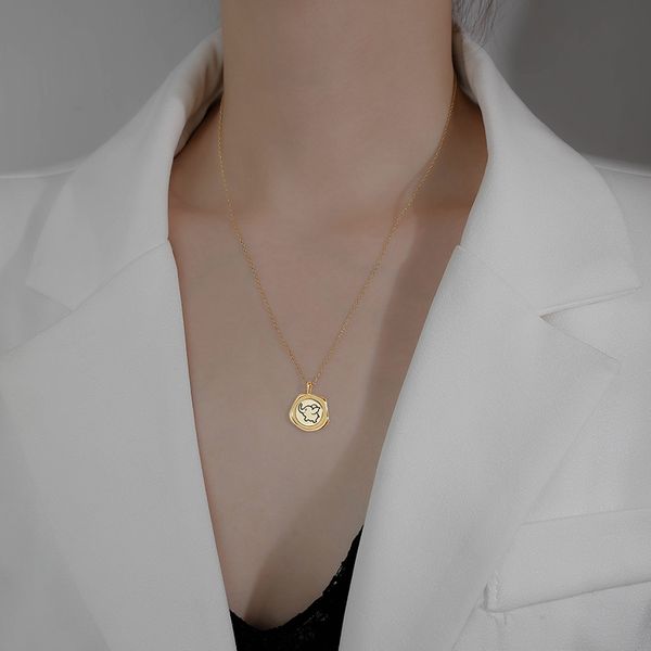 the elephant necklace round card female niche design feeling necklace chain new personality web celebrity clavicle, Silver
the elephant necklace round card female niche design feeling necklace chain new personality web celebrity clavicle, Silver