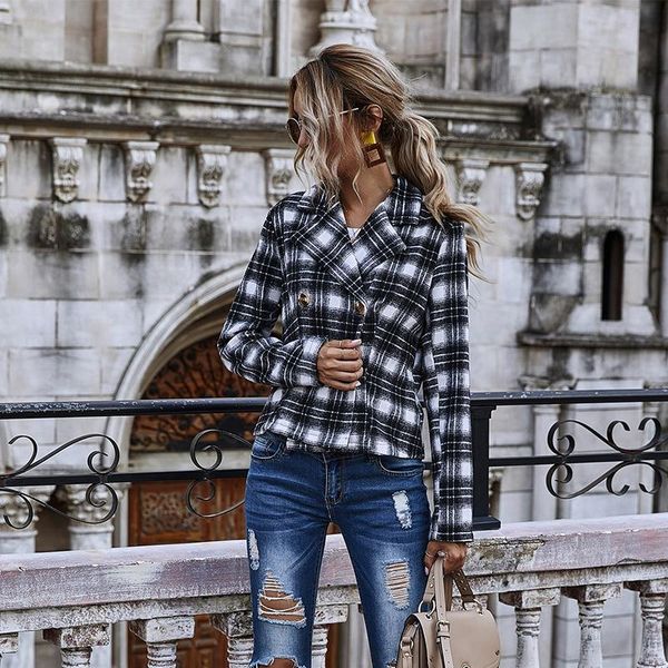 autumn winter women jacket double-breasted large lapel short plaid fashion street style women's jackets, Black;brown
autumn winter women jacket double-breasted large lapel short plaid fashion street style women's jackets, Black;brown