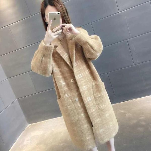 women's jackets casual mink cashmere plaid female oversized coat spring korean cardigan winter long for women fashion big jacket, Black;brown
women's jackets casual mink cashmere plaid female oversized coat spring korean cardigan winter long for women fashion big jacket, Black;brown