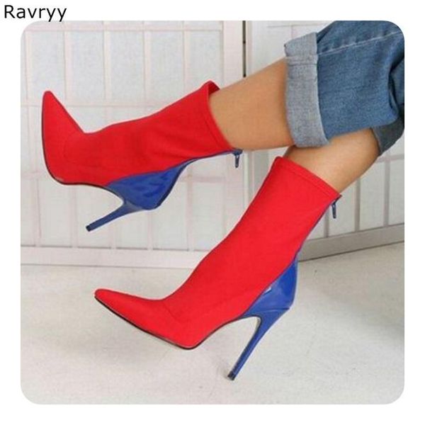 boots red blue mix color women short elastic fabric patch work woman ankle boot thin heel pointed toe autumn winter female shoes, Black
boots red blue mix color women short elastic fabric patch work woman ankle boot thin heel pointed toe autumn winter female shoes, Black