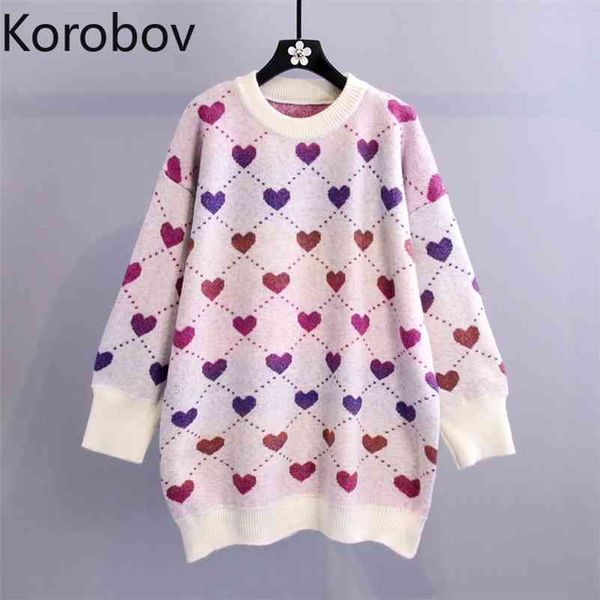 korobov new women sweaters korean sweet love hit color patchwork sueter mujer vintage o neck long sleeve knit pullovers 210430, White;black
korobov new women sweaters korean sweet love hit color patchwork sueter mujer vintage o neck long sleeve knit pullovers 210430, White;black