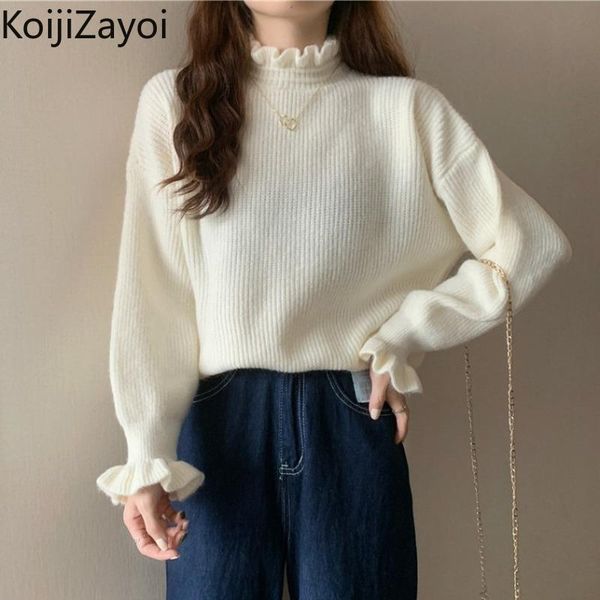 women's sweaters koijizayoi sweet women solid ruffles sweater japan style fashion lady bottom pullovers autumn winter jumpers outwear, White;black
women's sweaters koijizayoi sweet women solid ruffles sweater japan style fashion lady bottom pullovers autumn winter jumpers outwear, White;black