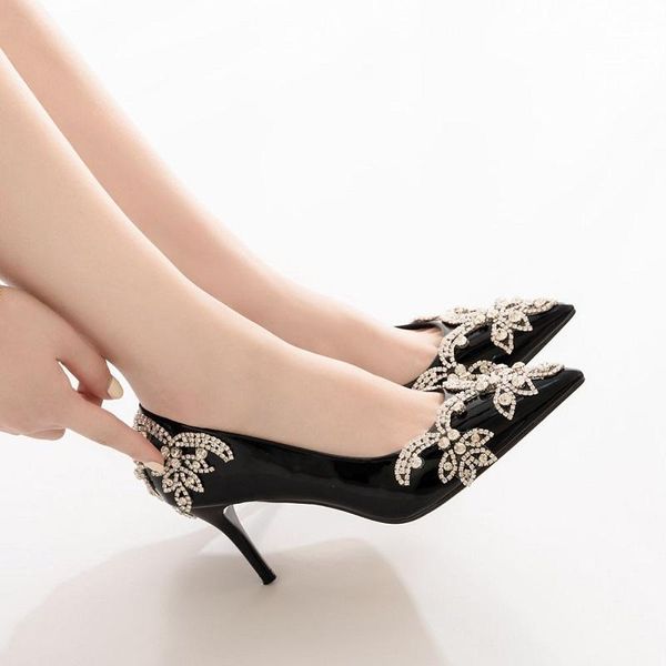 dress shoes spring pointed stiletto high-heeled work toe rhinestones large size patent leather banquet women's, Black
dress shoes spring pointed stiletto high-heeled work toe rhinestones large size patent leather banquet women's, Black
