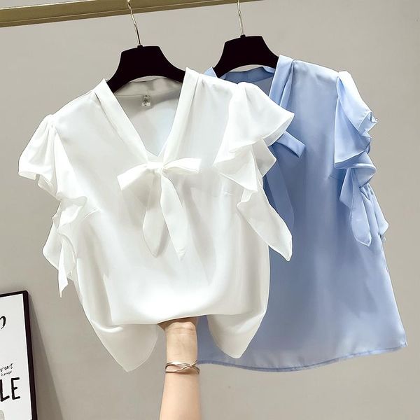 women's blouses & shirts 2021 fashion summer bow collar ruffles sleeves chiffon office ladies shirt casual blouse female clothing, White
women's blouses & shirts 2021 fashion summer bow collar ruffles sleeves chiffon office ladies shirt casual blouse female clothing, White