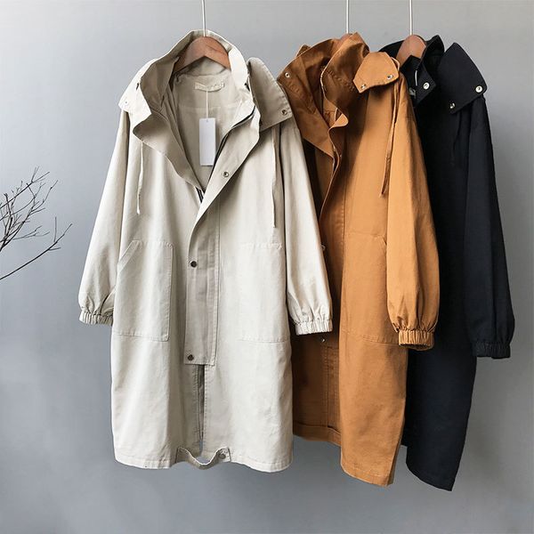 women's trench coats harajuku spring long coat for women zipper hooded jacket femme overcoat casual loose chic outwear fzwg, Tan;black
women's trench coats harajuku spring long coat for women zipper hooded jacket femme overcoat casual loose chic outwear fzwg, Tan;black