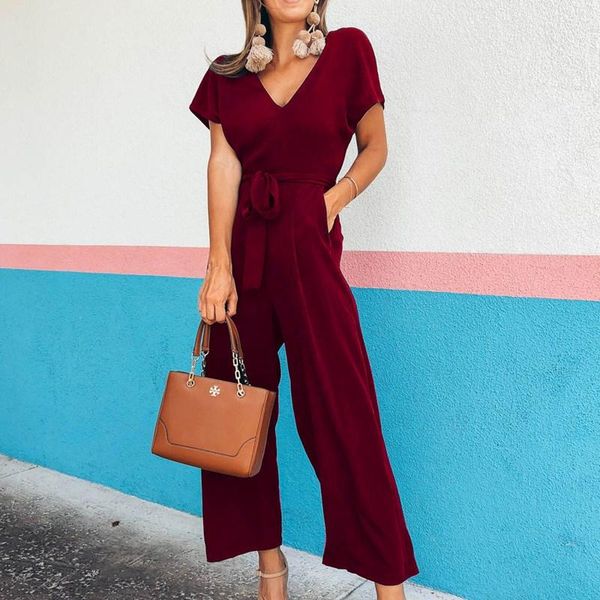 women's jumpsuits & rompers summer fashion short sleeve long romper women casual solid color jumpsuit wide leg trousers v neck beach sl, Black;white
women's jumpsuits & rompers summer fashion short sleeve long romper women casual solid color jumpsuit wide leg trousers v neck beach sl, Black;white