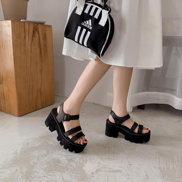 sandals summer open-toe high-heeled thick heel korean version of the thick-soled harajuku student women's shoes buckle 128-01, Black
sandals summer open-toe high-heeled thick heel korean version of the thick-soled harajuku student women's shoes buckle 128-01, Black