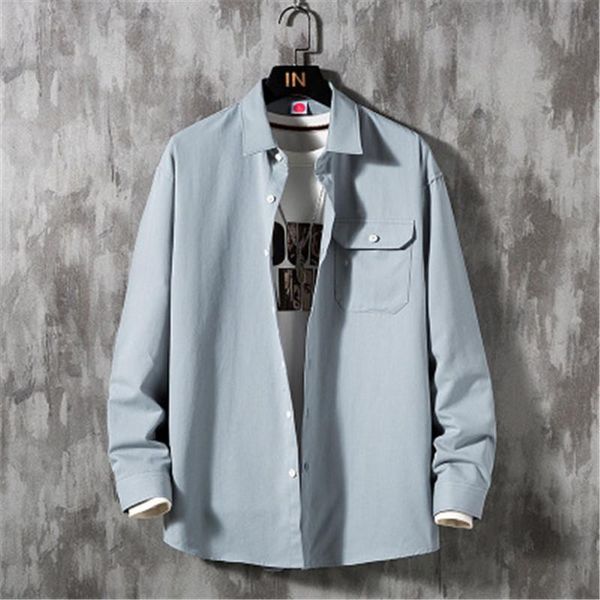 mens tooling shirt fashion trend long sleeve cardigan single breasted shirts designer male autumn casual loose lapel top, White;black
mens tooling shirt fashion trend long sleeve cardigan single breasted shirts designer male autumn casual loose lapel top, White;black
