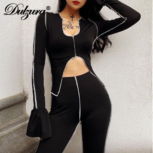 dulzura patchwork vintage women 2 piece set crop v neck flare sleeve sweatpants high waist bodycon streetwear matching, Black;white
dulzura patchwork vintage women 2 piece set crop v neck flare sleeve sweatpants high waist bodycon streetwear matching, Black;white