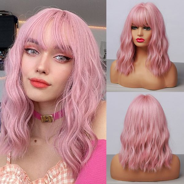 pink bob wigs for women synthetic wigs with bangs natural hair medium length cute cosplay heat resistant, Black
pink bob wigs for women synthetic wigs with bangs natural hair medium length cute cosplay heat resistant, Black