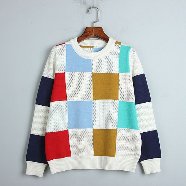 knits autumn oversized sweater block out women sweaters round neck pullover sueter mujer top, White
knits autumn oversized sweater block out women sweaters round neck pullover sueter mujer top, White