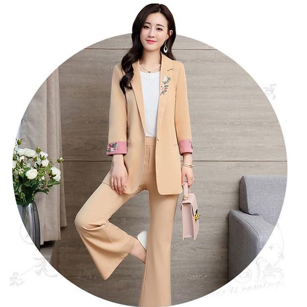 women's suit spring and autumn slim slimming embroidered two-piece (jacket + pants) business casual two piece pants, White
women's suit spring and autumn slim slimming embroidered two-piece (jacket + pants) business casual two piece pants, White