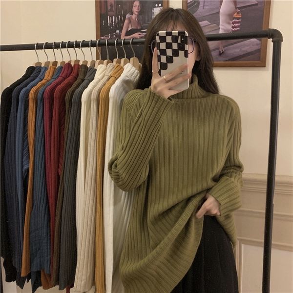 high neck sweater women's loose outer wear autumn and winter 2021 new lazy medium long style with knitted bottoms inside, White;black
high neck sweater women's loose outer wear autumn and winter 2021 new lazy medium long style with knitted bottoms inside, White;black