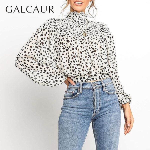 women's blouses & shirts galcuar chiffon polka dot ruffle women shirt stand collar lantern long sleeve high waist tunic ruched loose fe, White
women's blouses & shirts galcuar chiffon polka dot ruffle women shirt stand collar lantern long sleeve high waist tunic ruched loose fe, White